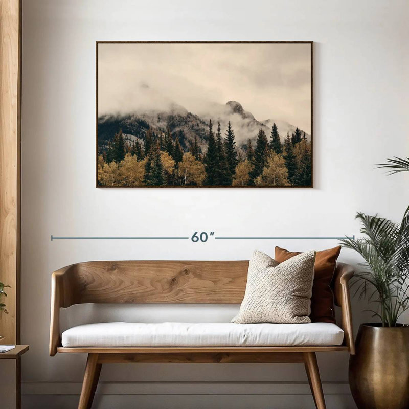 Foggy Banff National Park, Cadre flottant noyer, 43 po x 29 po