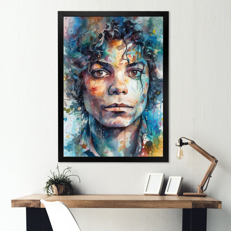 Jackson - Illustration de célébrités, impressions sur toile, Cadre photo noir, H 20 po x l 12 po