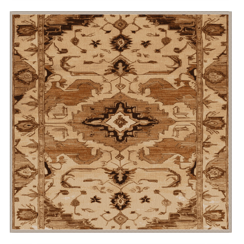 Tapis beige lavable à la machine, Carré 3 pi