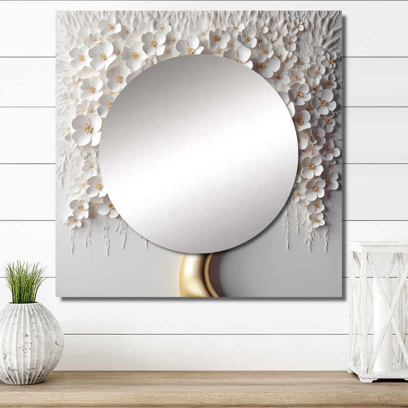 Saleme - Décoration murale grand miroir carré en forme d'arbre pour chambre à coucher, 23 po x 23 po