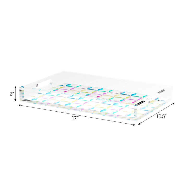 Truiq Happy Acrylic Rectangle Decorative Tray, 17"W x 10.5"D x 2"H