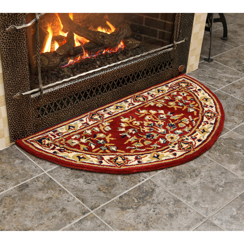 Tapis oriental en laine fait à la main Hearth, Demi-cercle 1 pi 8 po x 3 pi 8 po