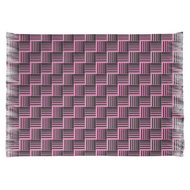 Tapis rose/noir à rayures basketweave, Non