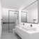 34 In. W X 72 In. H Fixed Framed Shower Door In Matte Black Finish With Clear Glass