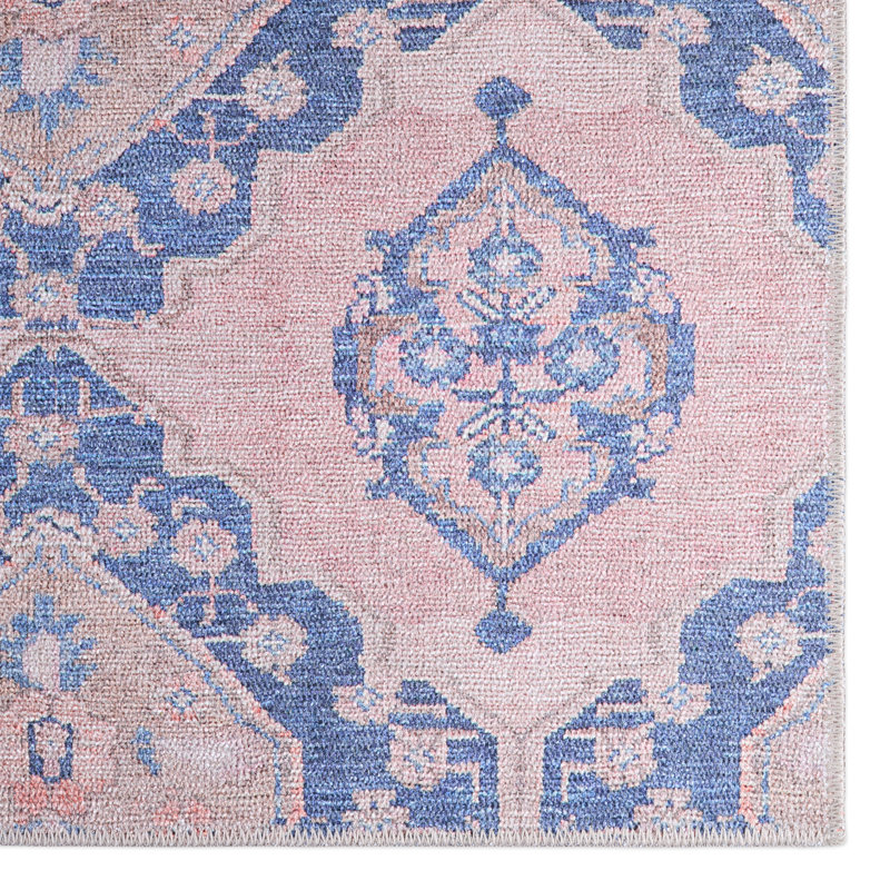 Asuncin Oriental Pink/Blue Area Rug (9'X12'), Rectangle 9' x 12'