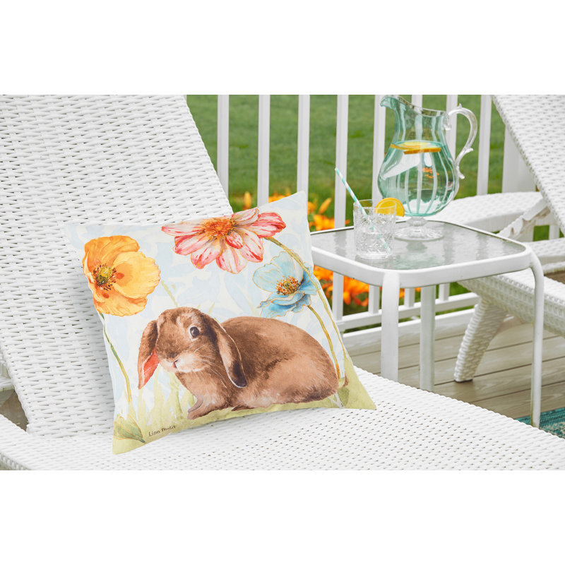 Floppy Ear Bunny Spring Easter Indoor/Outdoor Throw Pillow