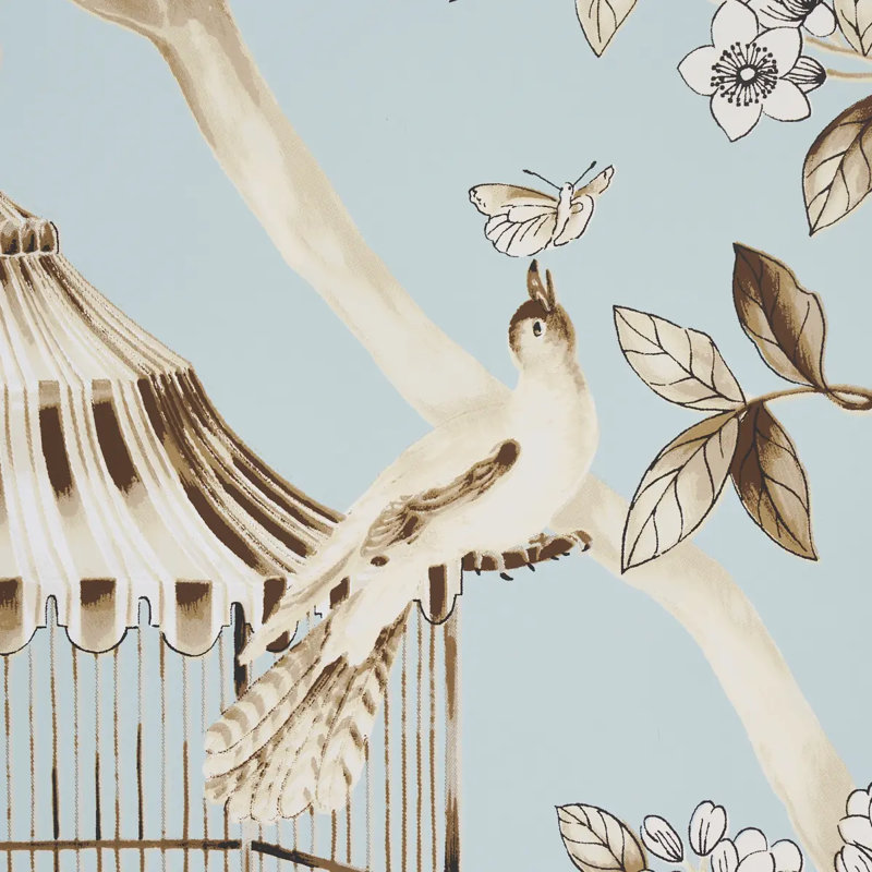 Papier peint Oiseaux Et fleurs, Minéral
