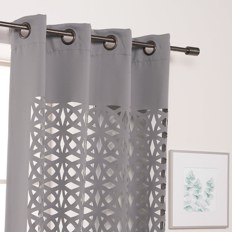 Paire de rideaux en polyester Aikeem, Gris