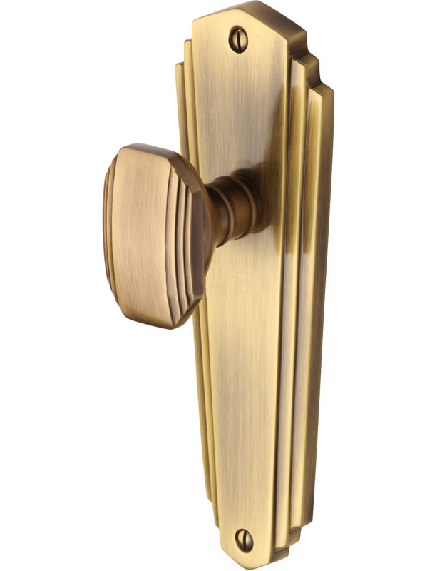 Heritage Brass Heritage Mortice Knob on Latch Plate Charlston Design, Antique Brass