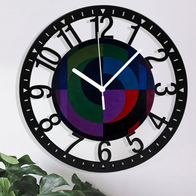 10" Round Iron Wall Clock with Silent Quartz Movement, Arabic Numerals, UV-Printed Design