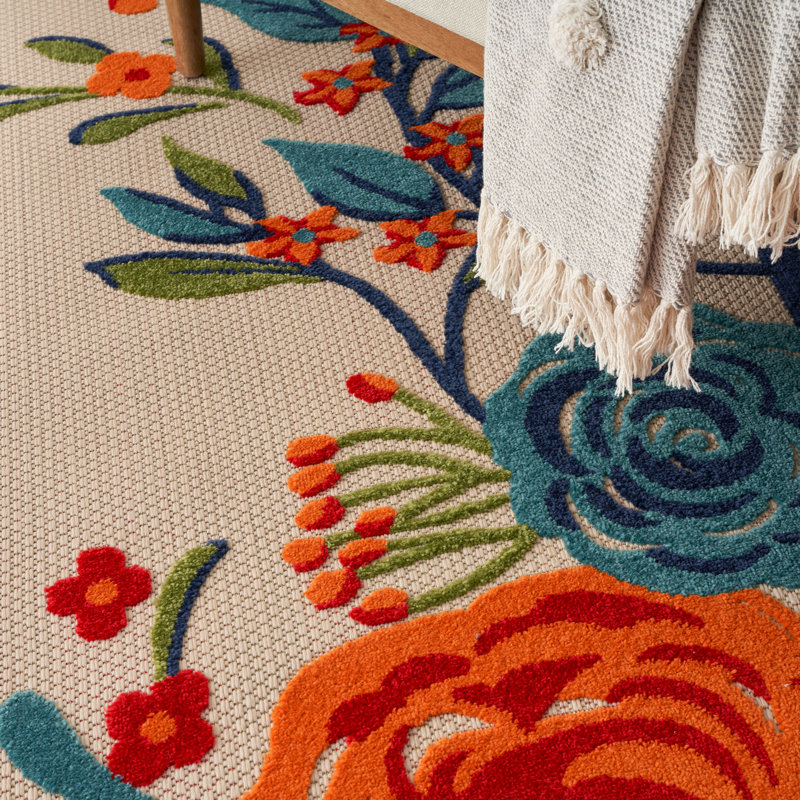 Aloha  Floral Multicolor Indoor/Outdoor Area Rug, Rectangle 7' x 10'
