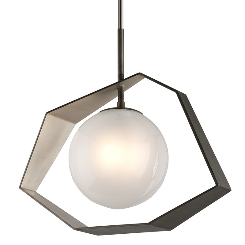 Origami 1-Light Geometric Pendant, Graphite/Silver Leaf