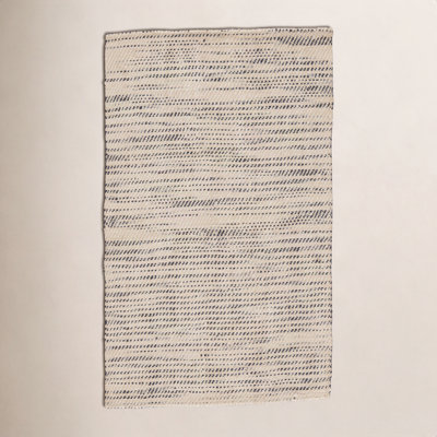 Owen White Black Hand-Woven Striped Jute Rug