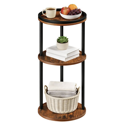 11.8" Round End Table with 3-Tier Storage Shelves