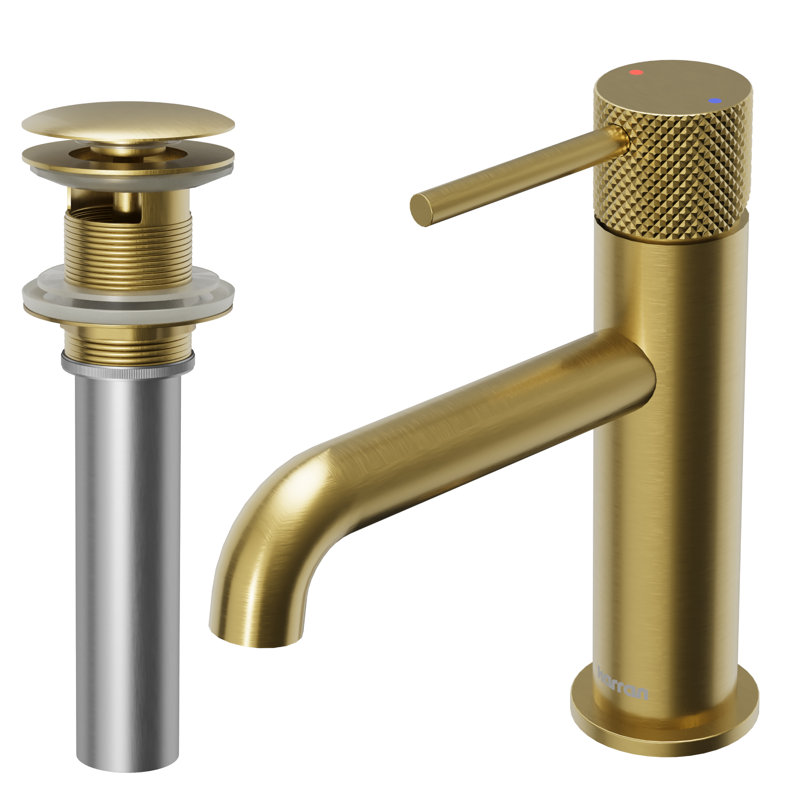 Tryst Single-Hole Single-handle Bathroom Faucet with Drain Assembly, Brushed Gold