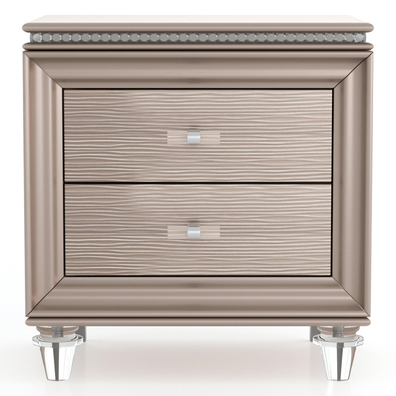 Sienna 2 Drawer Nightstand, Rose Gold