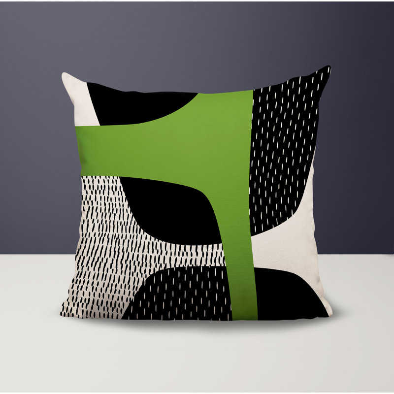 Coussin carré intérieur / extérieur pia, H 15 po x l 15 po, Chartreuse/Black/Off-White