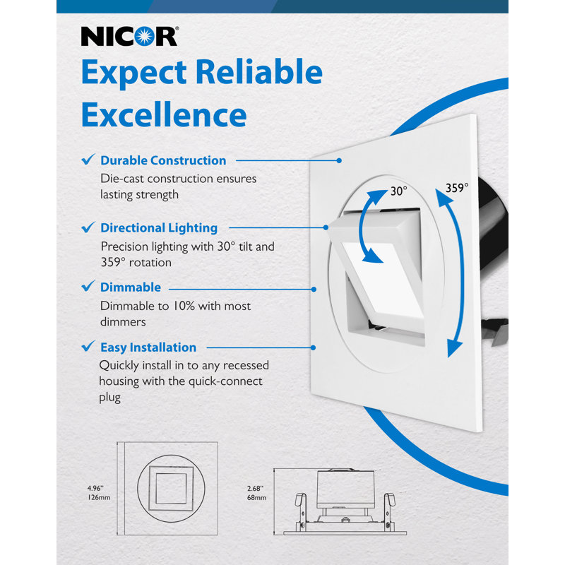 4" White Square Multi-Adjustable Recessed Selectable LED Downlight