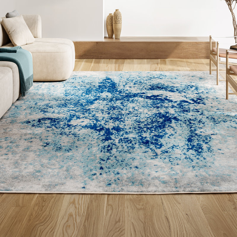 Tapis crème / bleu Dune, Rectangulaire 3 pi x 5 pi