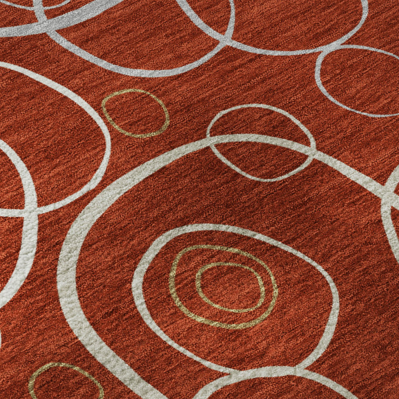 Premium Machine Washable Mayfield AMF2408 Bubbles Rug, Red, 5' x 7'6"