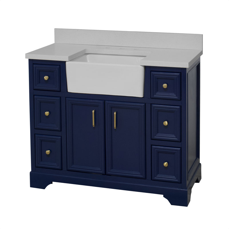 Ensemble de meuble-lavabo simple 42 po Emiliano, Quartz, Bleu royal