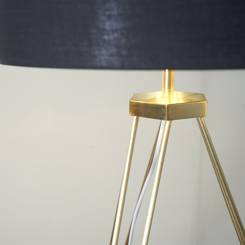 127cm Gold Tripod Floor Lamp, Black