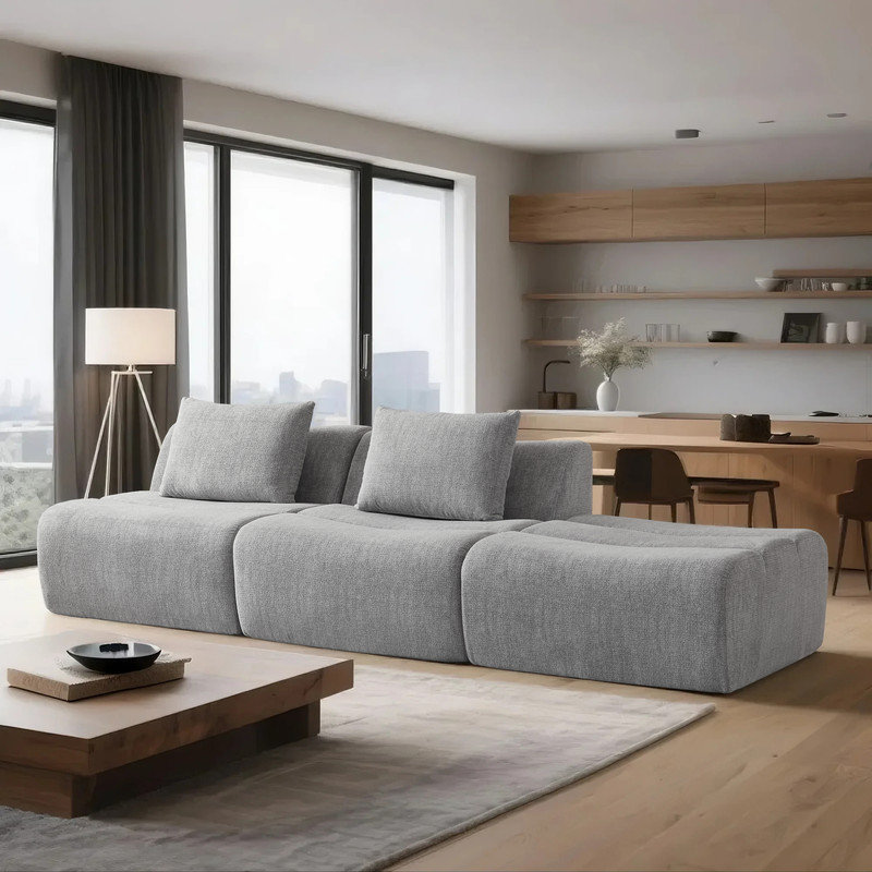 Canapé modulaire 3 places sans accoudoirs, Gris chenille
