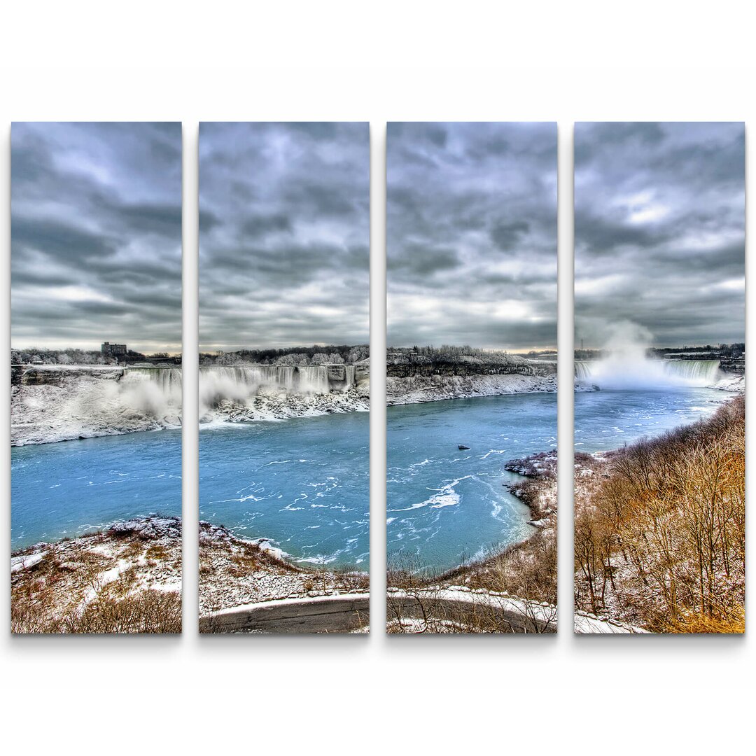 4-tlg. Leinwandbilder-Set Die Niagarafälle im Winter