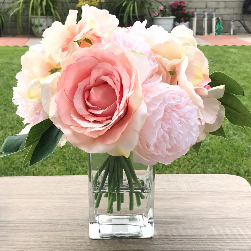 Silk Arrangement in Vase, Pink