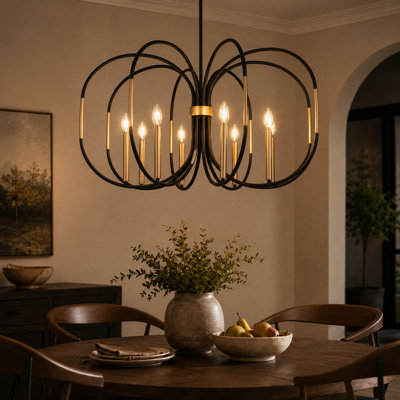 Aissa 8-Light Oversized Dimmable Geometric Candle-Style Chandelier