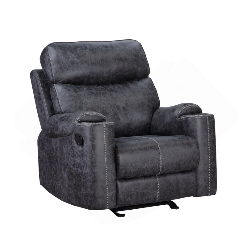 Fauteuil inclinable manuel en microfibre gris Hirah avec fonction porte-gobelet