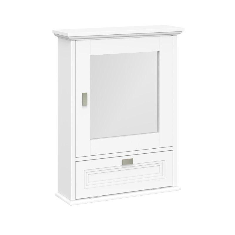 Armoire murale Geneva avec miroir et porte rabattable en couches - Blanc