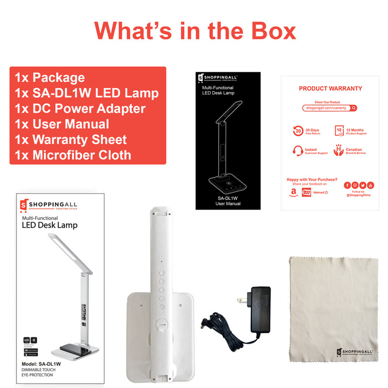 Lampe de bureau 13,7 po avec prise USB et prise Fakenham, Blanc