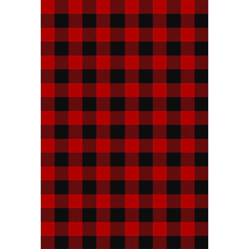 Plaid Black & Red Indoor/Outdoor Area Rug - UV Resistant, Reversible, Rectangle 6' x 9'
