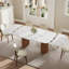 Table de salle à manger extensible 63-94,5 "moderne pour table de chevet en pierre frittée 4-10 avec base double en bois brun-1273867694