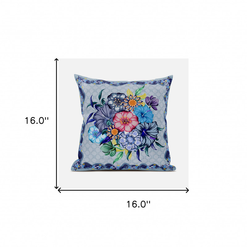 Coussin 16 x 16, Bleu / rose / gris