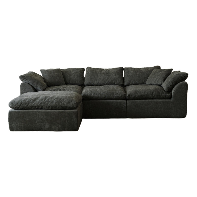 Canapé modulaire en forme de L de 109 po avec siège à dossier profond en forme de L avec repose-pieds mobile de 109 po et canapé compressible surdimensionné pour le salon