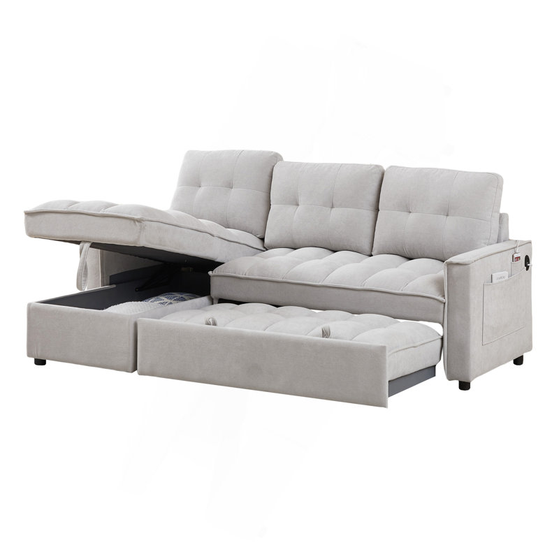 Canapé inclinable de 78,75 po, canapé-lit escamotable avec ports de chargement USB et Tape-C, canapé modulaire en forme de L avec rangement inclinable et rangement avec accoudoirs, canapé de salon confortable