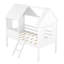Lit simple en bois blanc avec deux fenêtres latérales pour une chambre à coucher animée