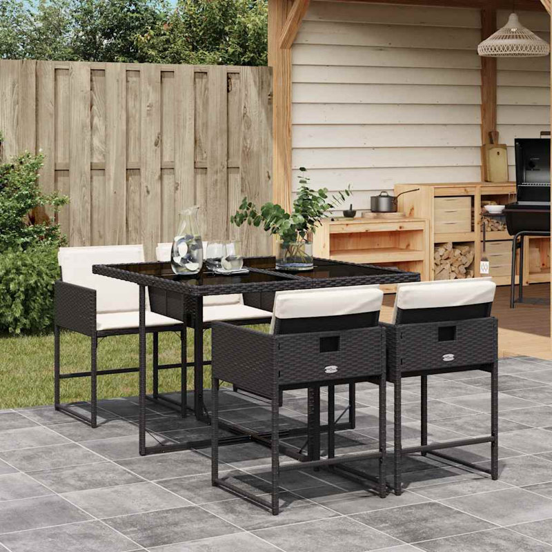 Patio Dining Set Table,, Black, Black