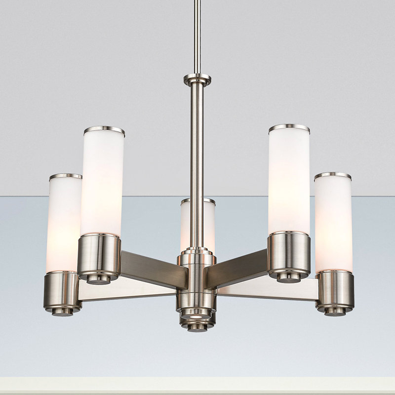 Lustre à DEL classique / traditionnel à 6 lumières Baleria, Nickel brossé