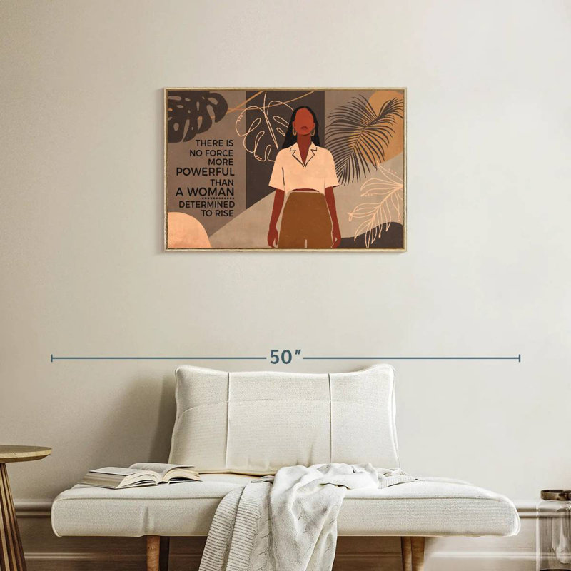 Black Power - citation de femme, Cadre flottant en bois naturel, 31 po x 21 po
