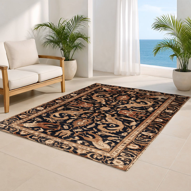 Persian Purple Indoor and Outdoor Area Rug, Rectangle 2' x 3'