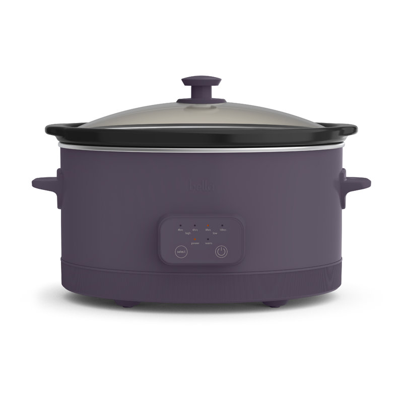 Bella 6 Quart Programmable Slow Cooker with Ceramic Nonstick Pot, Plum