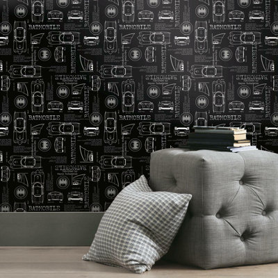 Batmobile 18.86' L x 18" W Peel and Stick Wallpaper Roll