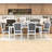 Rustic 7Pcs Extendable Dining Table Set with Removable Leaf and 6 Upholstered Chairs-2079921621-2079921624