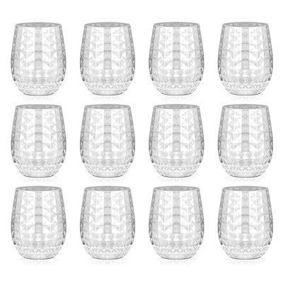 12 Pcs Plastic Wine Glasses 12 Oz Plastic Cocktail Glasses Hawaiian Tiki Pineapple Cups Clear Stemless Reusable Whiskey Champagne Cups Shatterproof Unbreakable Mugs For Summer Party Wedding
