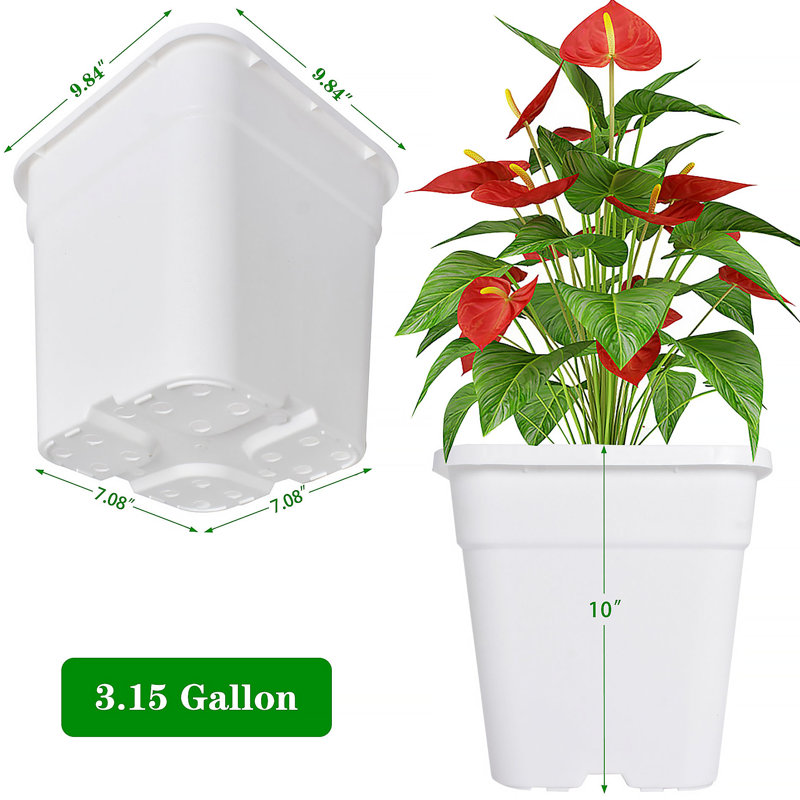 10pcs 2-Gallon Square Plastic Flower Pots Suitable For Indoor And Outdoor Flower Planting, Reusable, Essential Tool For Gardening Enthusiasts