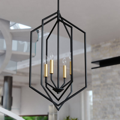 Luminaire suspendu géométrique cage 4 lumières Chula