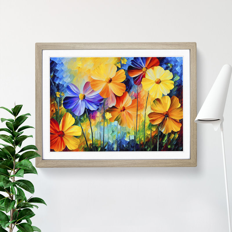 XH1022-6707X Painted Wildflowers Vol.1 Abstract - Single Picture Frame Print, 25cm H x 34cm W x 2cm D, Oak